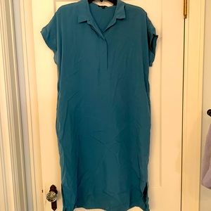 Blue shift midi dress by Eileen Fisher